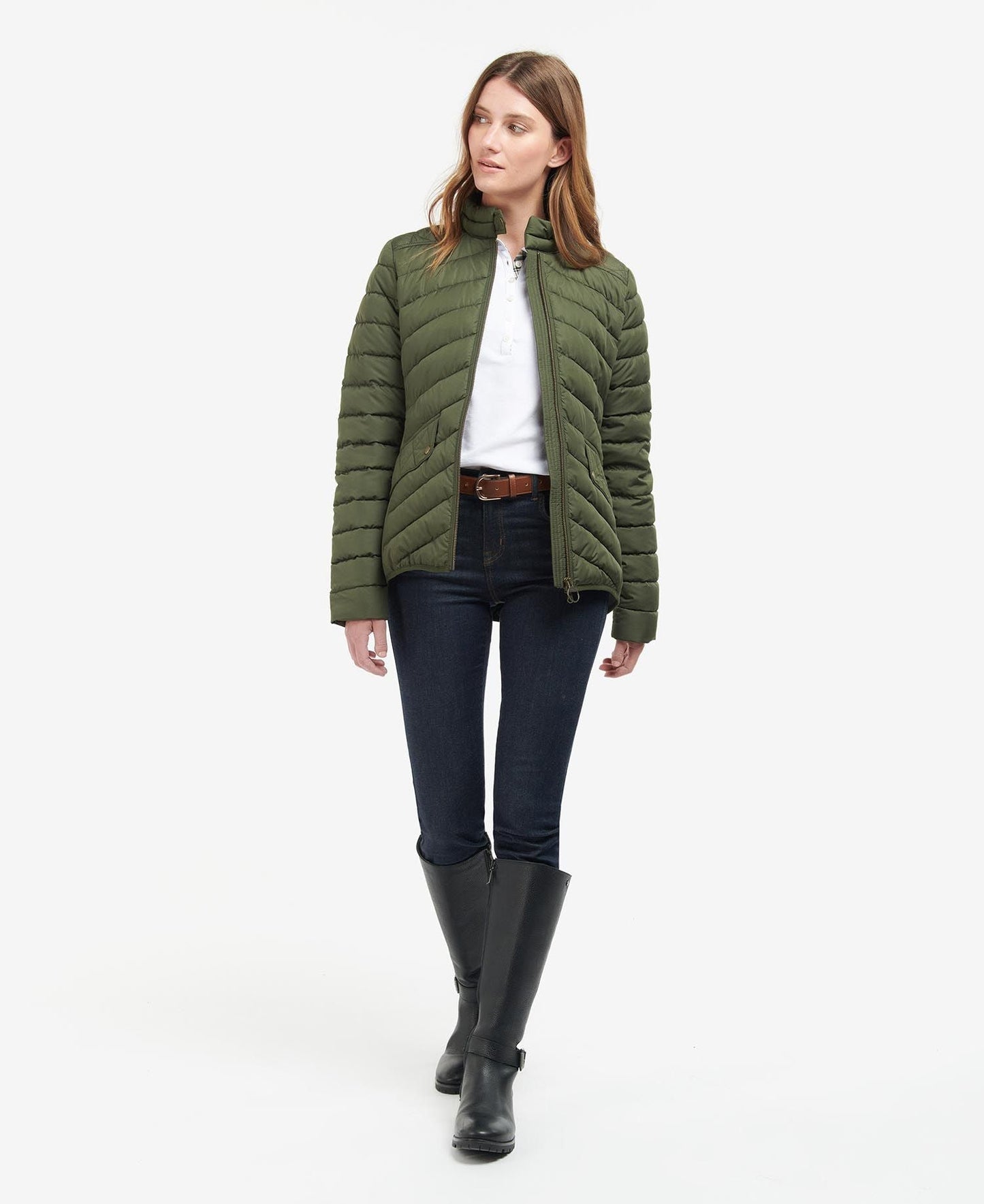 Women's Stretch Cavalry Quilted Jacket - Olive