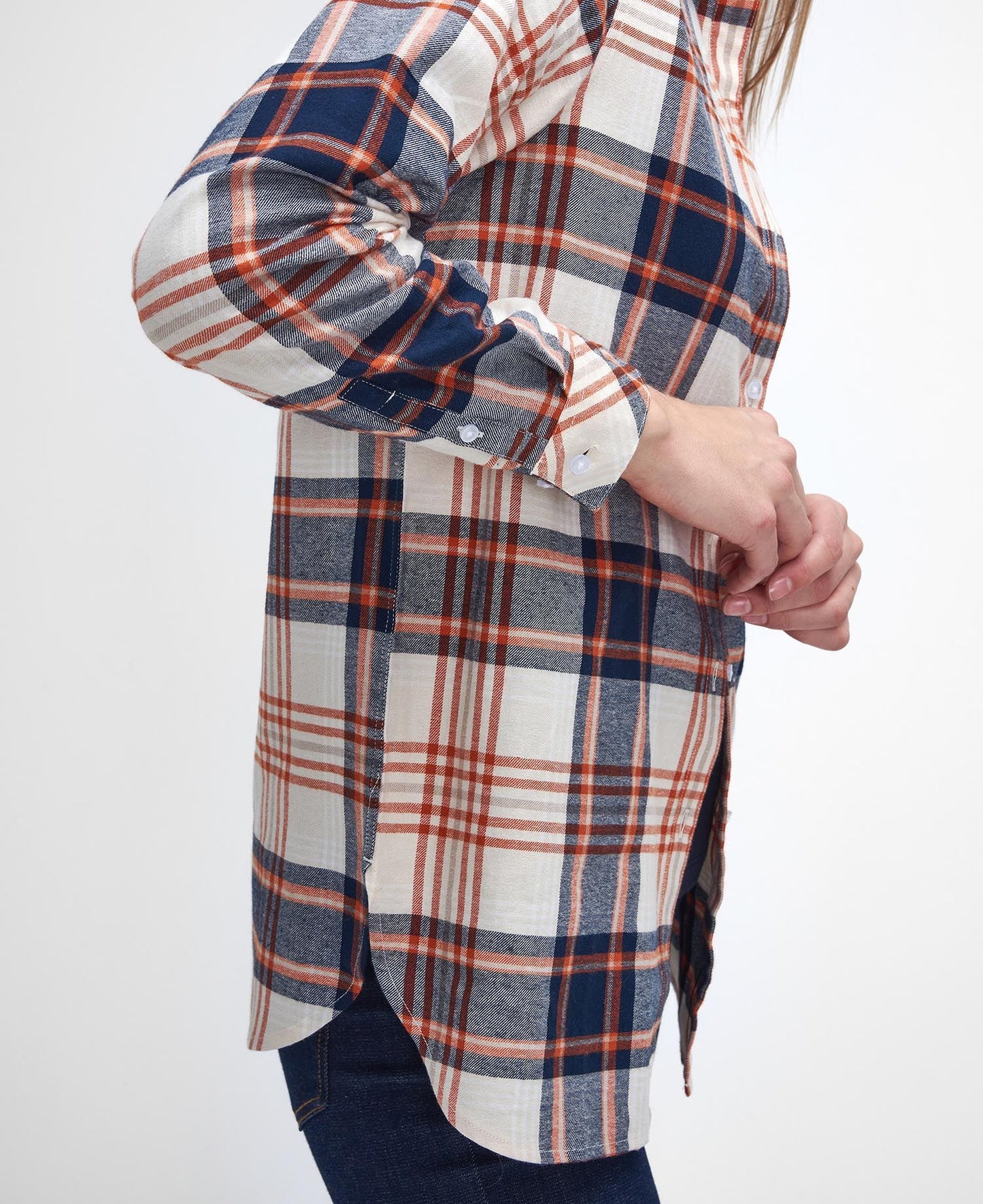 Pendula Regular Long-Sleeved Shirt - Cloud/Spiced Pumpkin Check