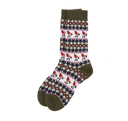 Robin Fairisle Socks - Olive/Navy/Pink