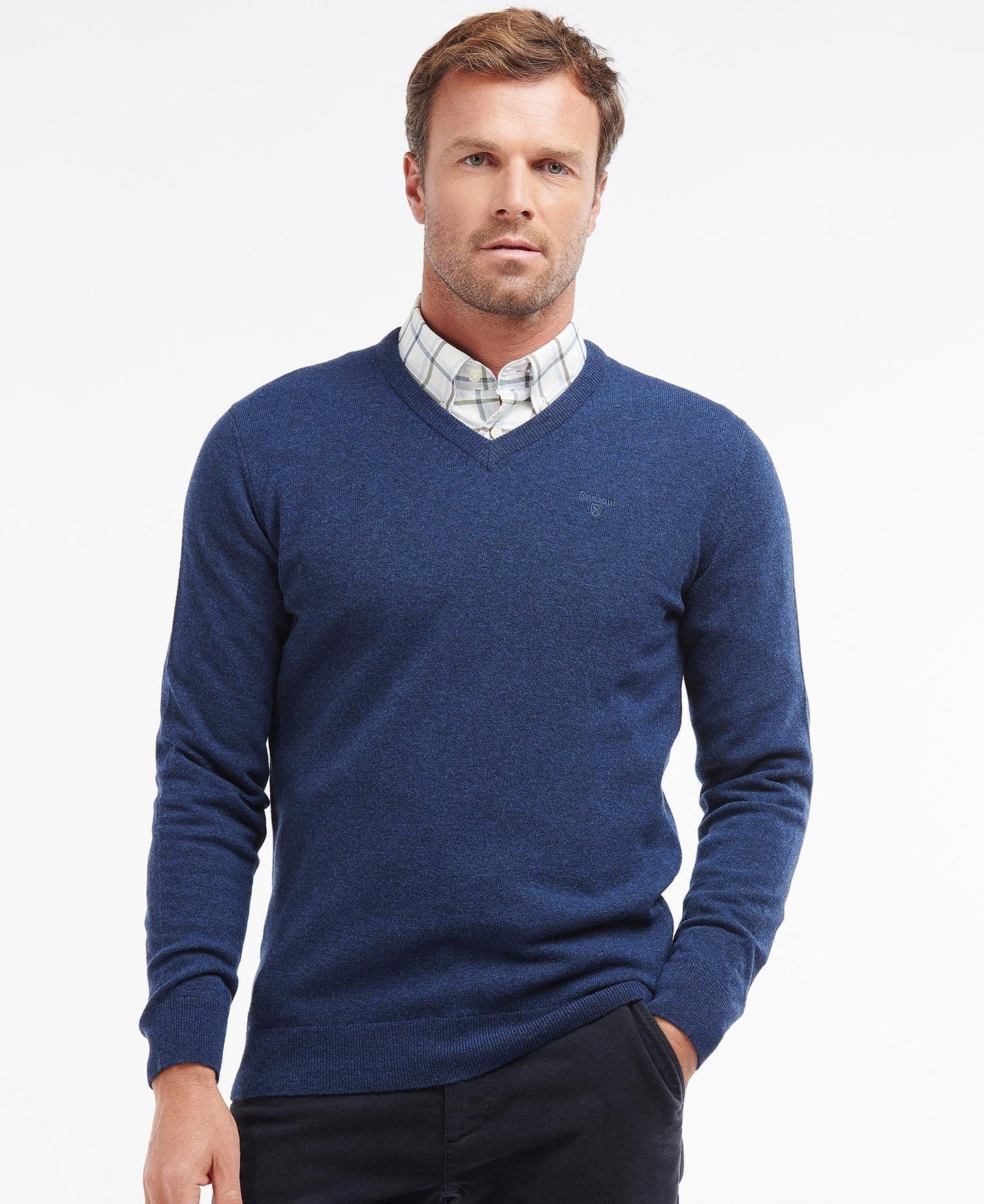 Essential Lambswool V Neck Jumper - Deep Blue