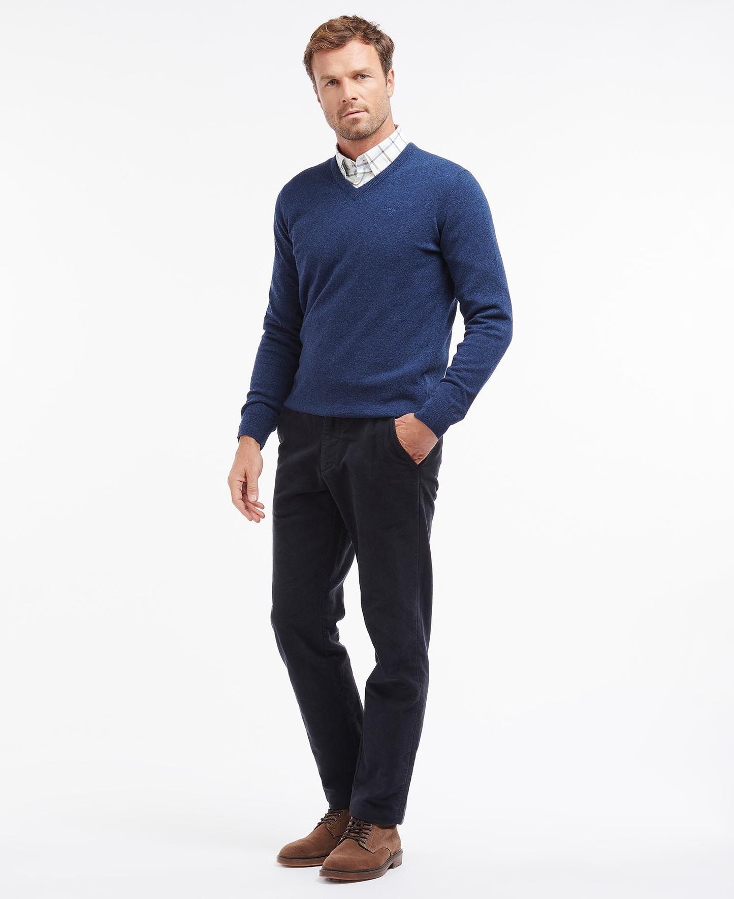 Essential Lambswool V Neck Jumper - Deep Blue