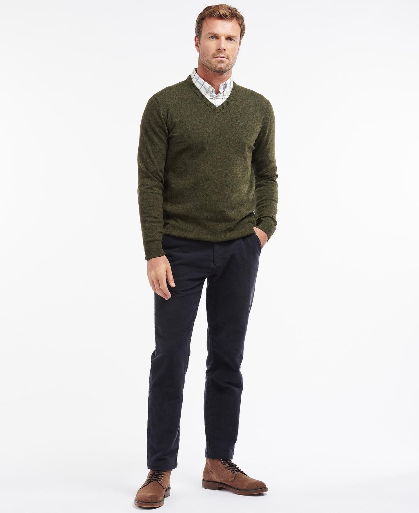 Essential Lambswool V Neck jumper - Seaweed