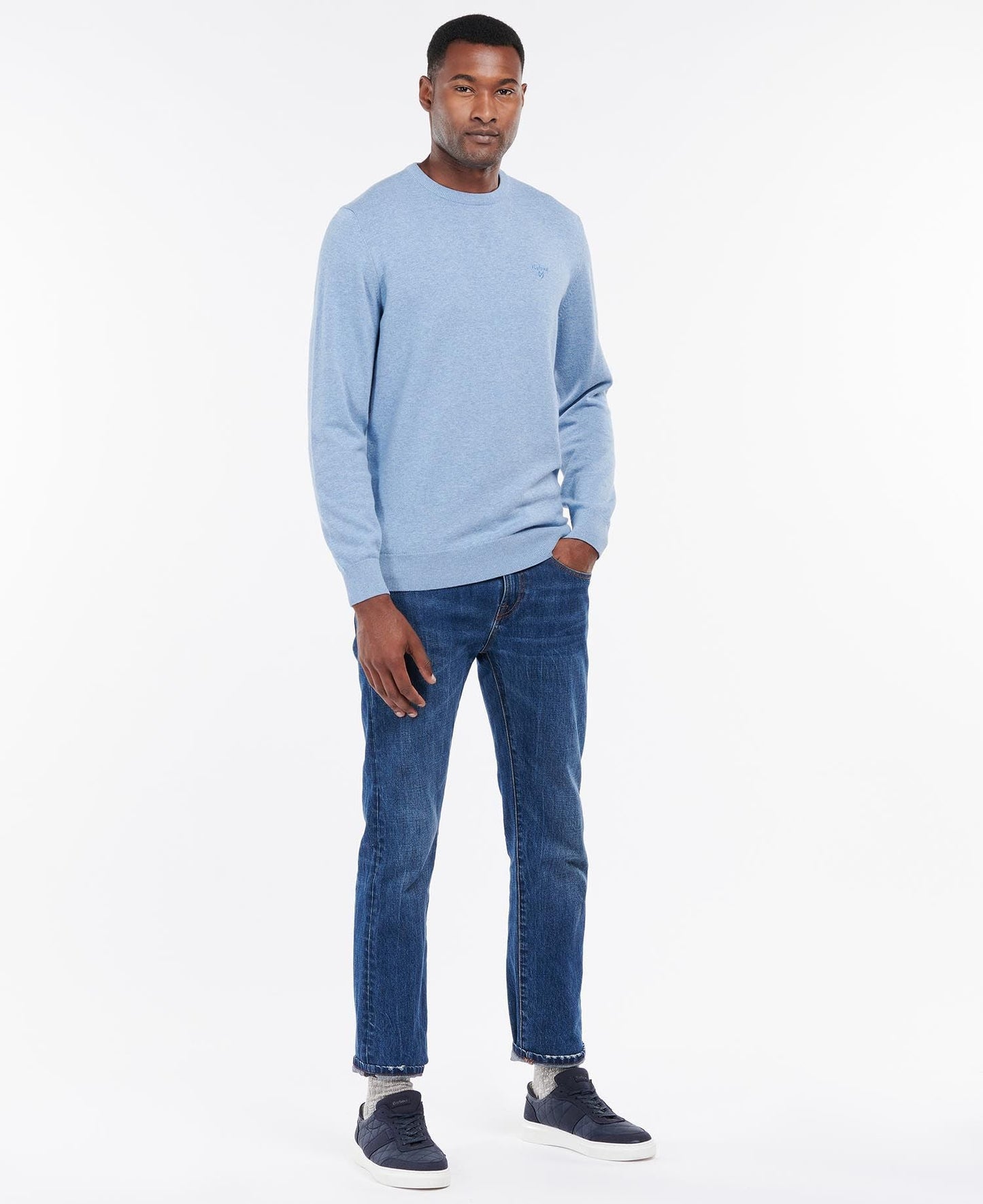 Pima Cotton Crew Neck Sweater - Dark Chambray