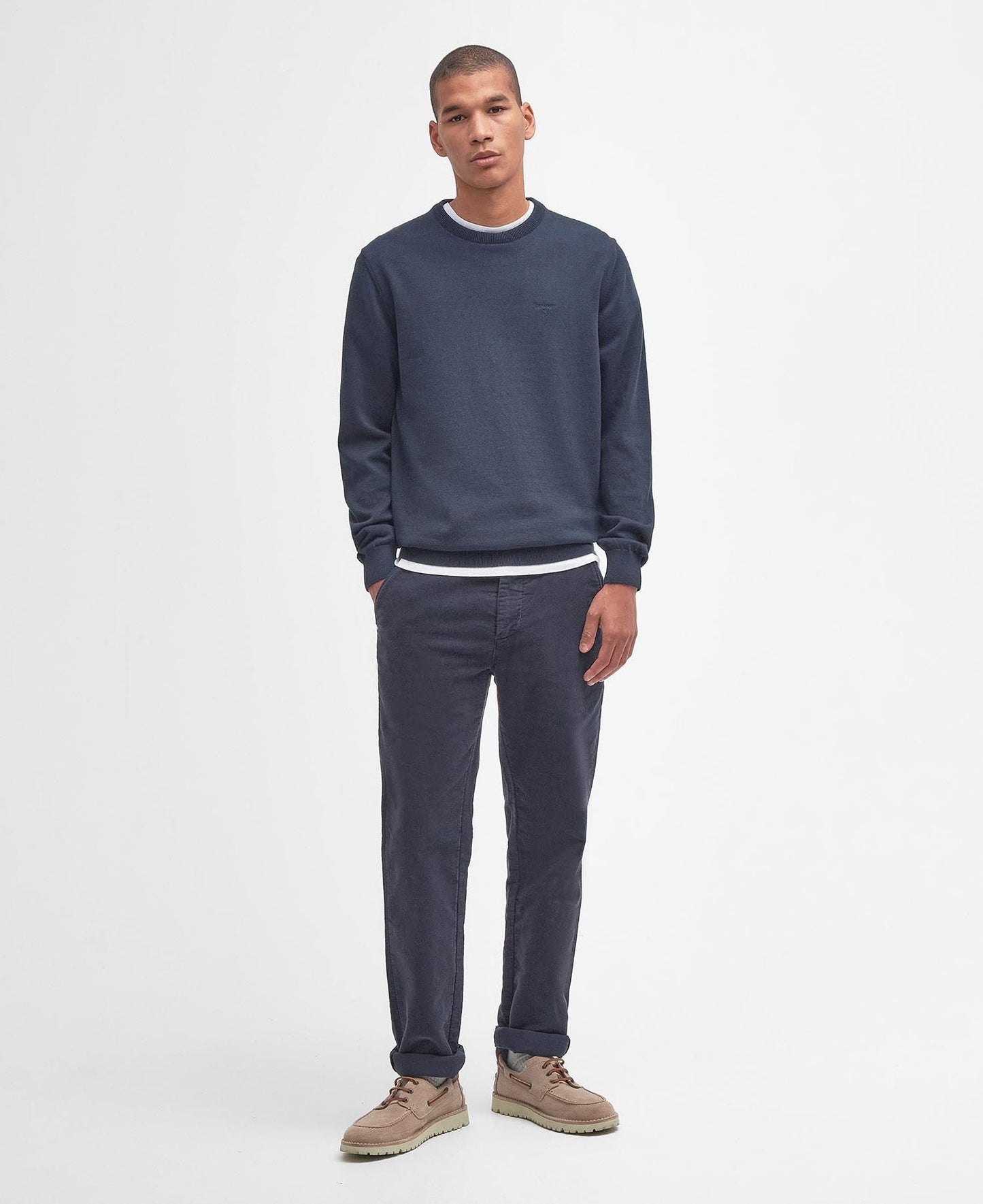 Pima Cotton Crew Neck Sweater - Navy