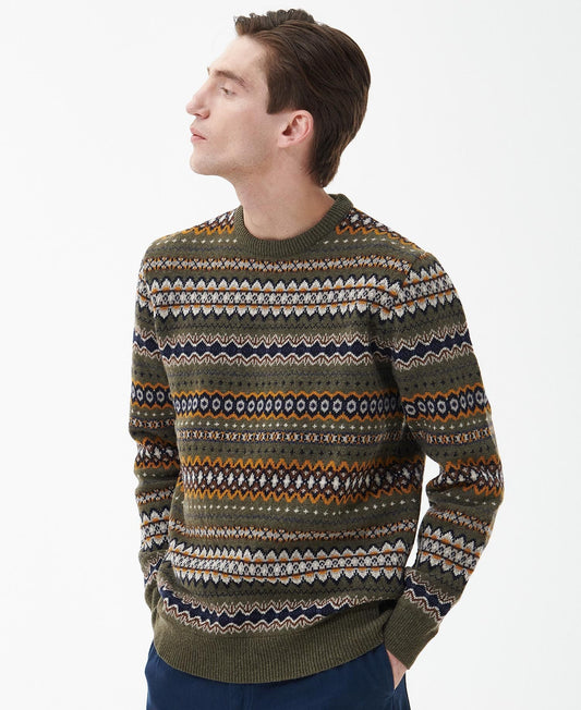 Case Fair Isle Crew Jumper - Willow Green