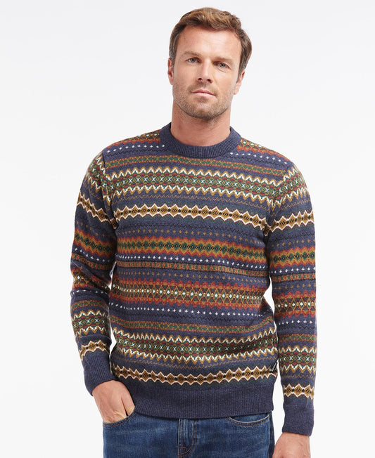 Case Fair Isle Crew Jumper - Navy Marl