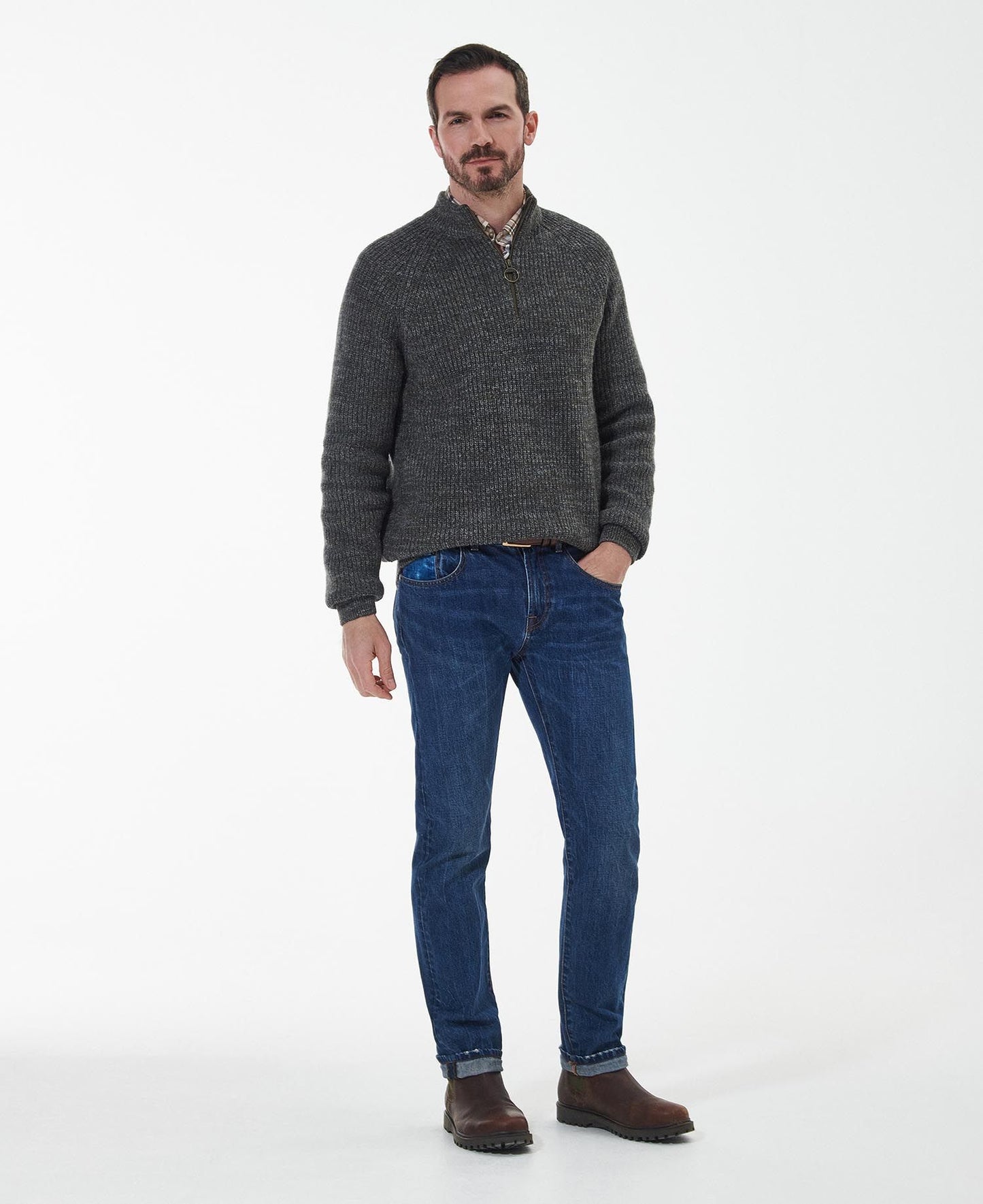 Horseford Half Zip Knitted Jumper - Olive