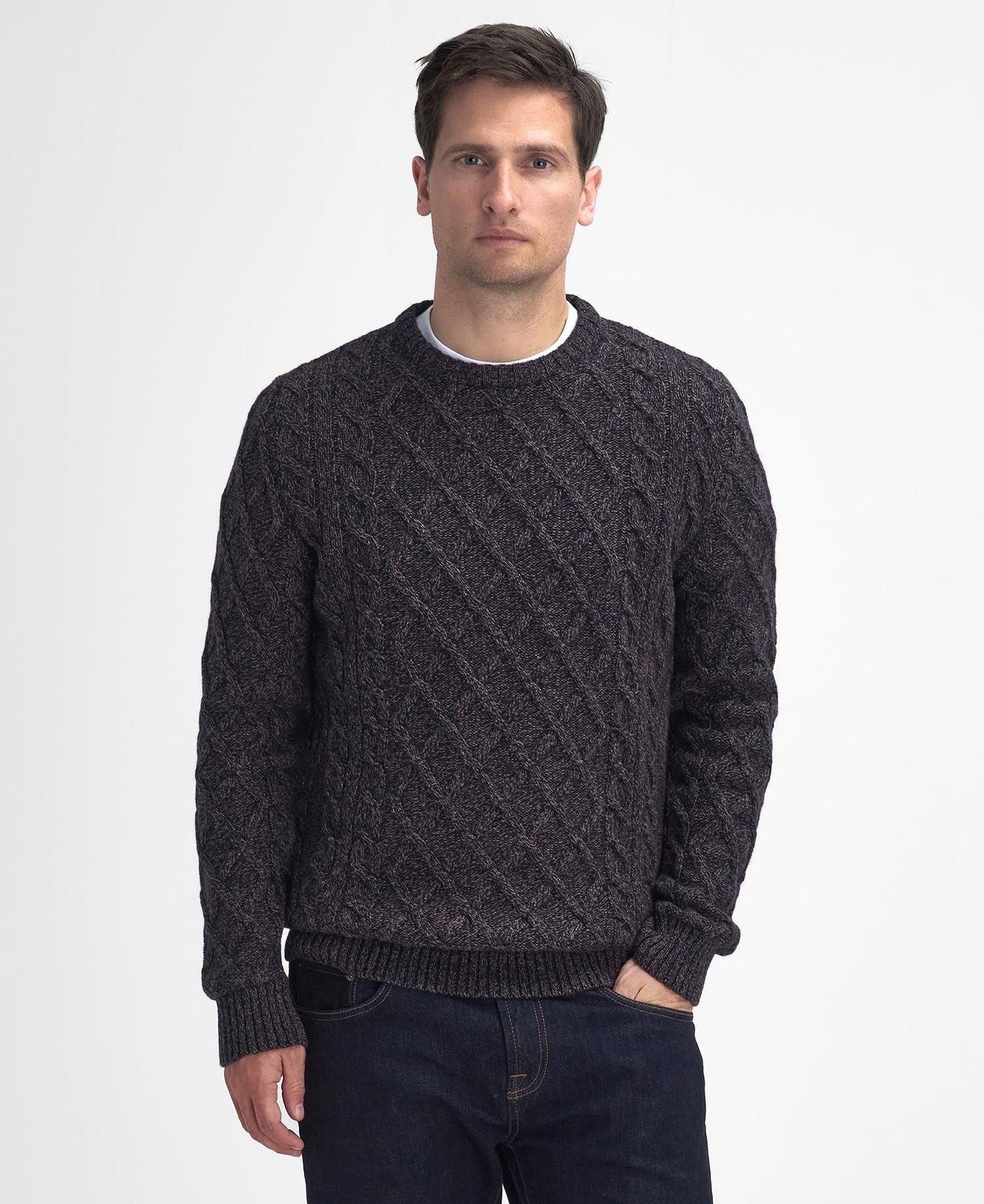 Stowford Cable Crew Neck Sweater - Navy Mix