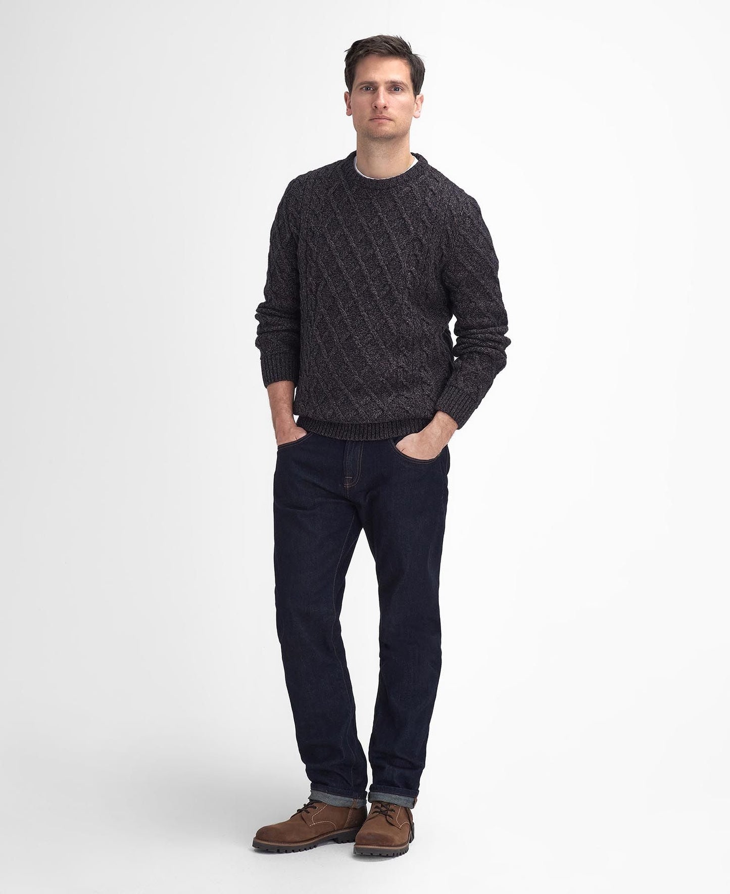 Stowford Cable Crew Neck Sweater - Navy Mix