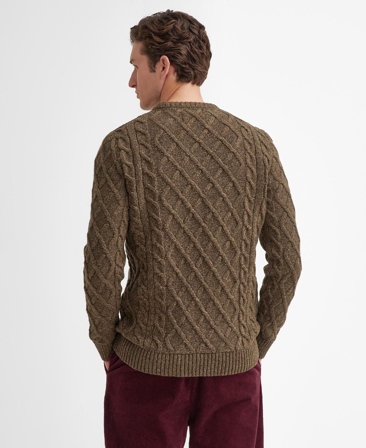 Stowford Cable Crew Neck Sweater - Olive Mix