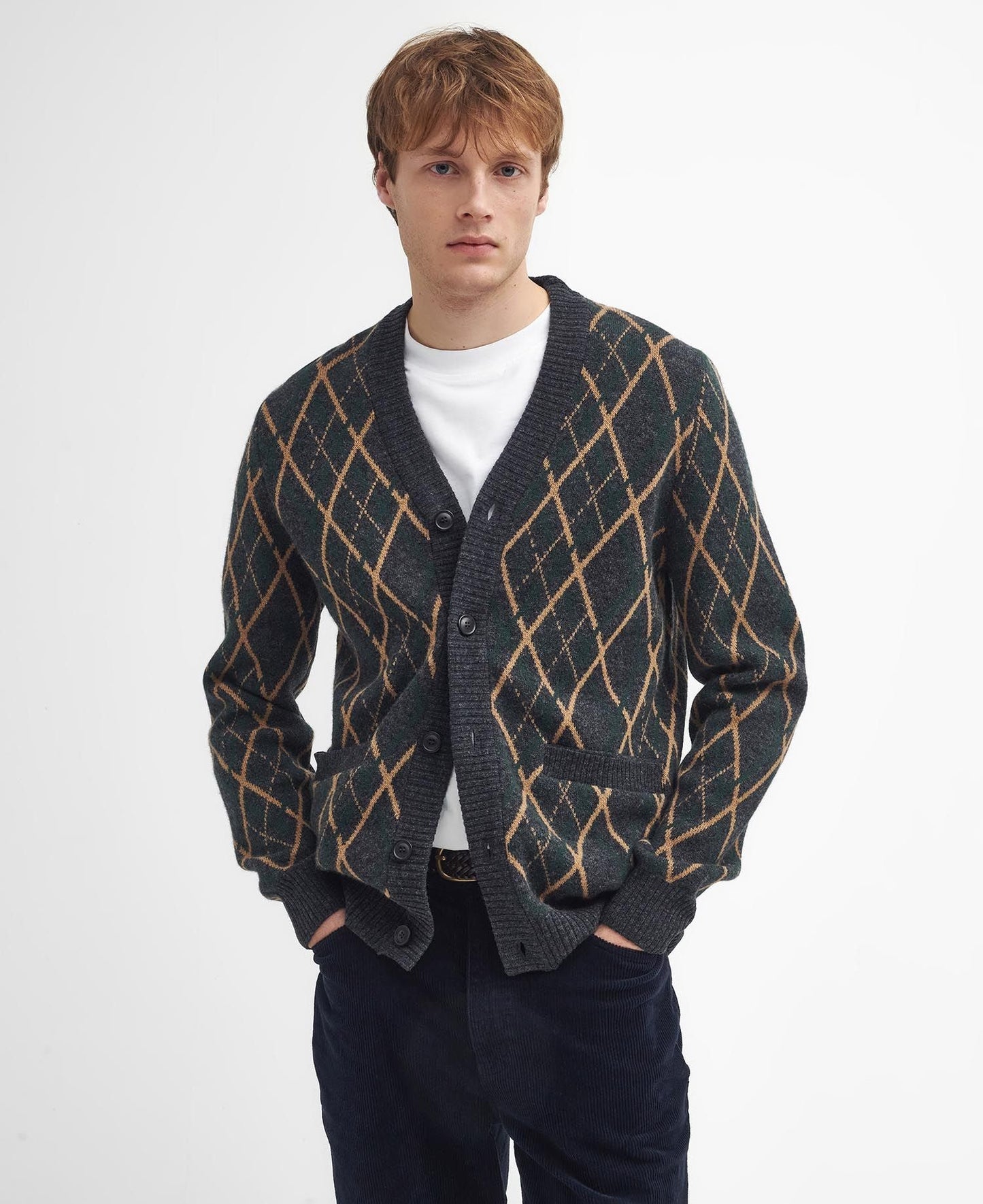 Ferguson Argyle Cardigan - Black Marl