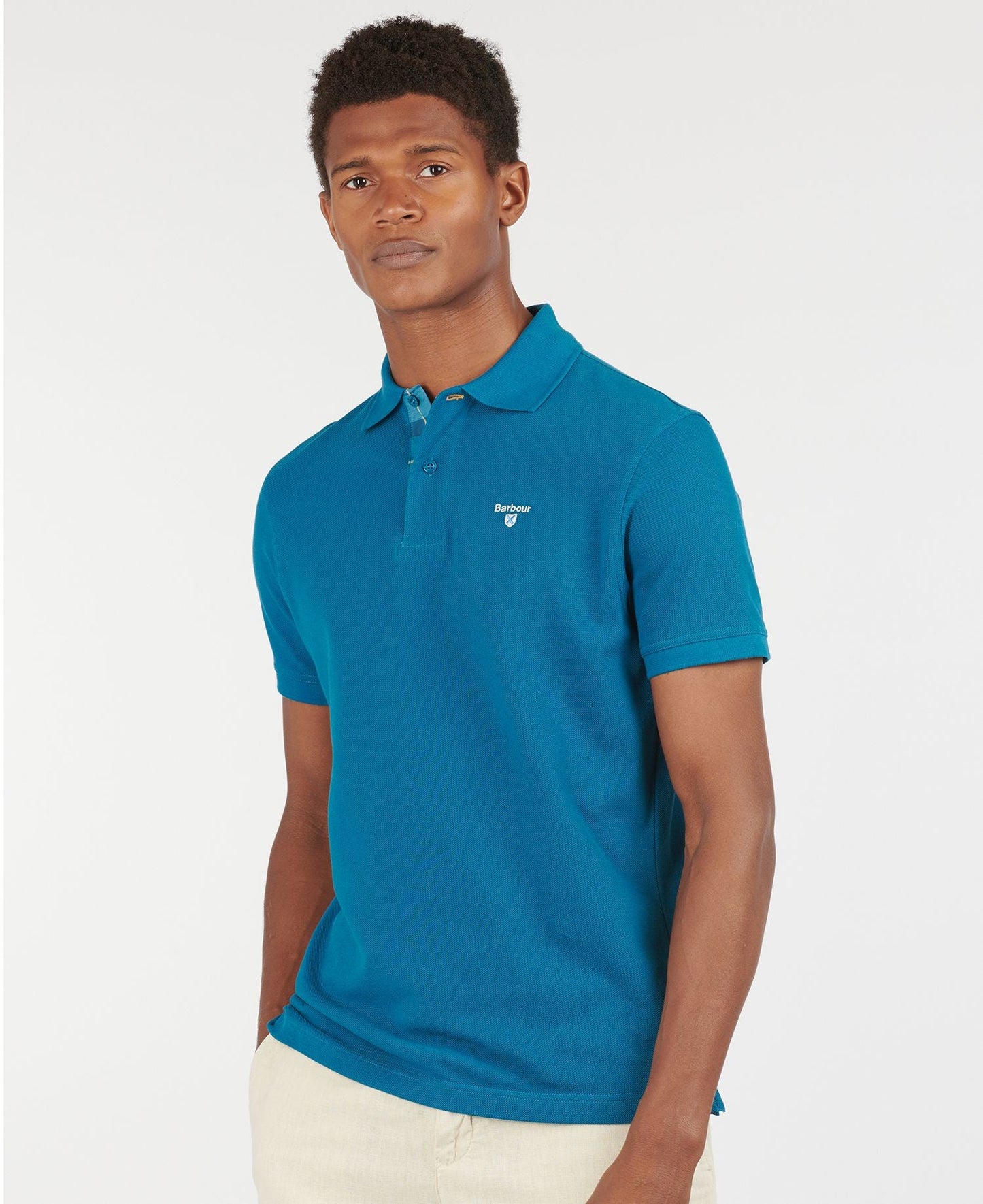 Tartan Pique Sports Polo - Lyons Blue