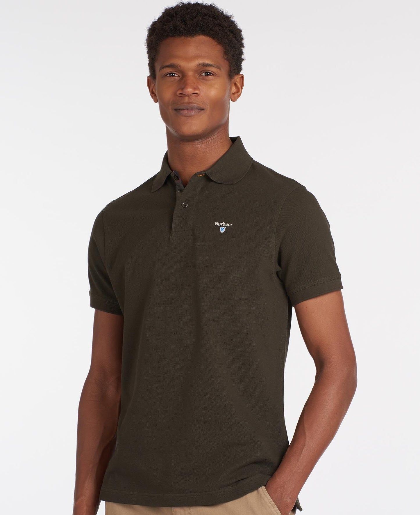 Men's Tartan Pique Polo - Forest Green