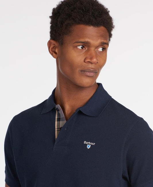 Tartan Pique Polo  - New Navy