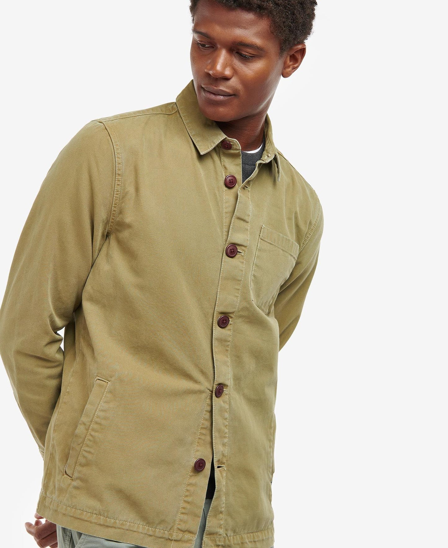 Washed Cotton Overshirt - Bleached Olive