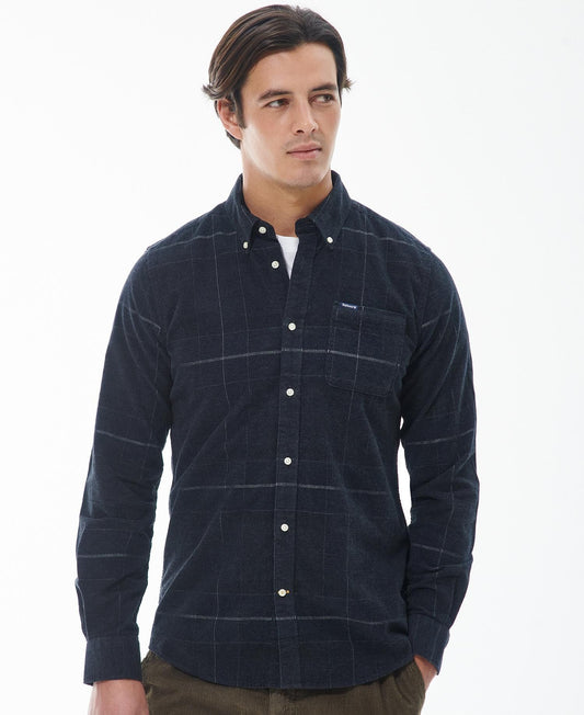 Blair Tailored Tartan Cord Shirt - Black Slate