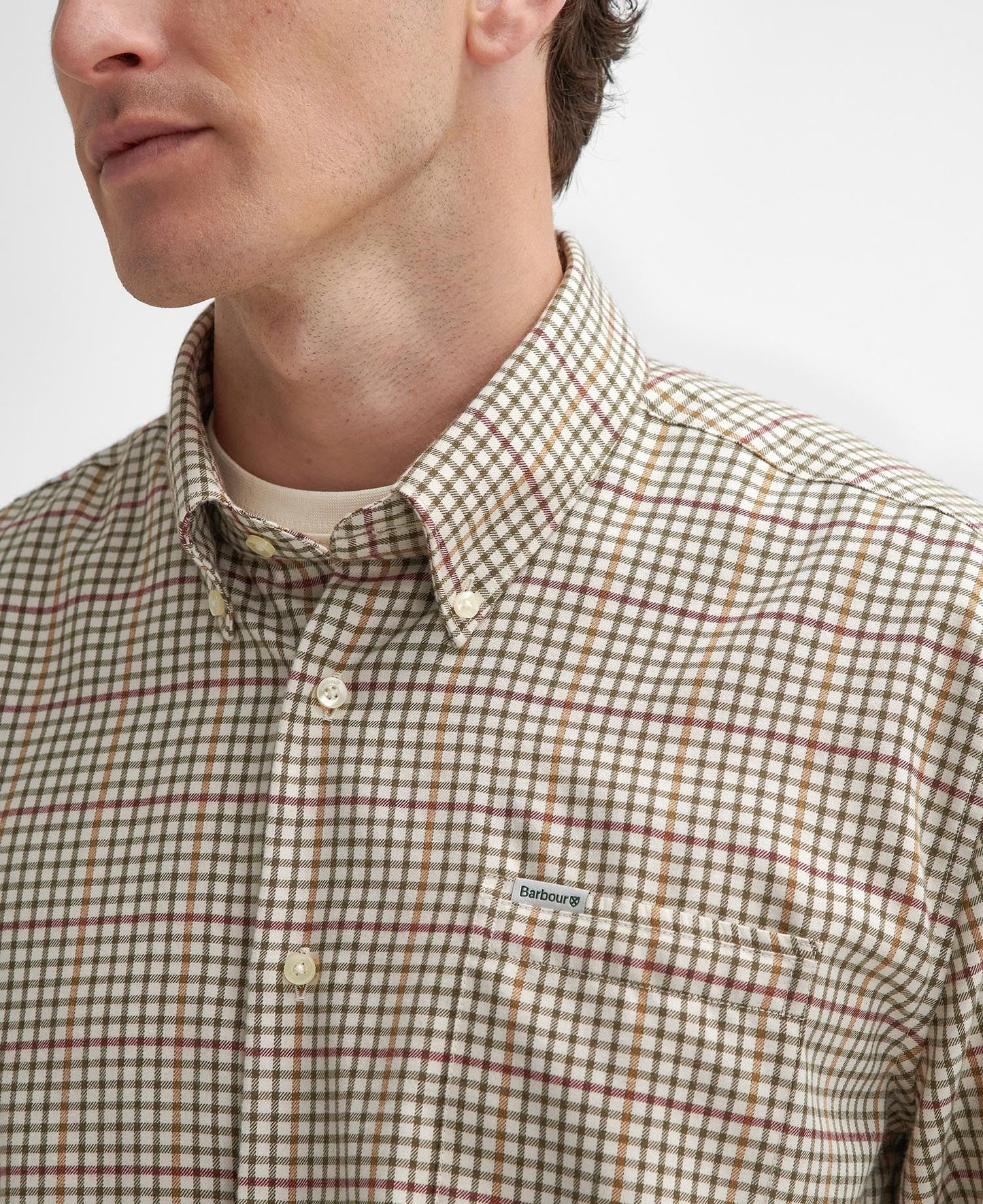 Henderson Regular Thermo Weave Checked Shirt - Ecru