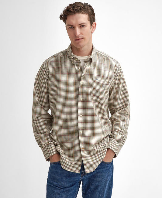 Henderson Regular Thermo Weave Checked Shirt - Ecru