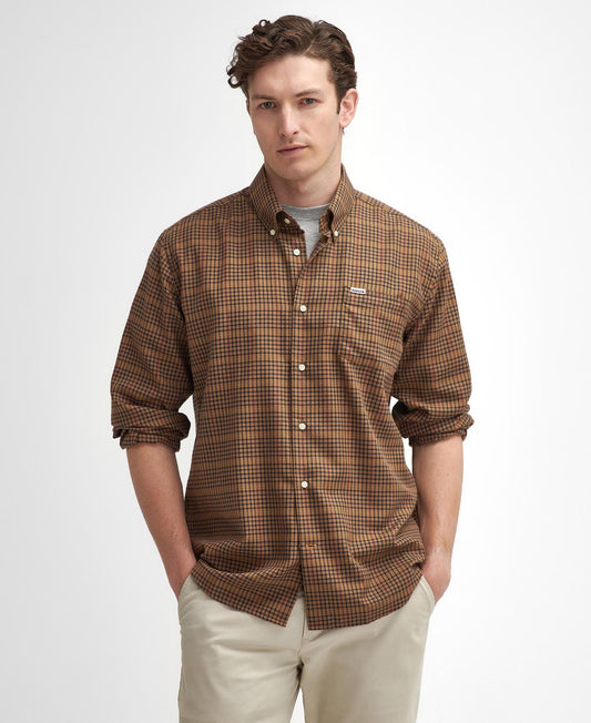 Henderson Regular Thermo Weave Checked Shirt - Stone