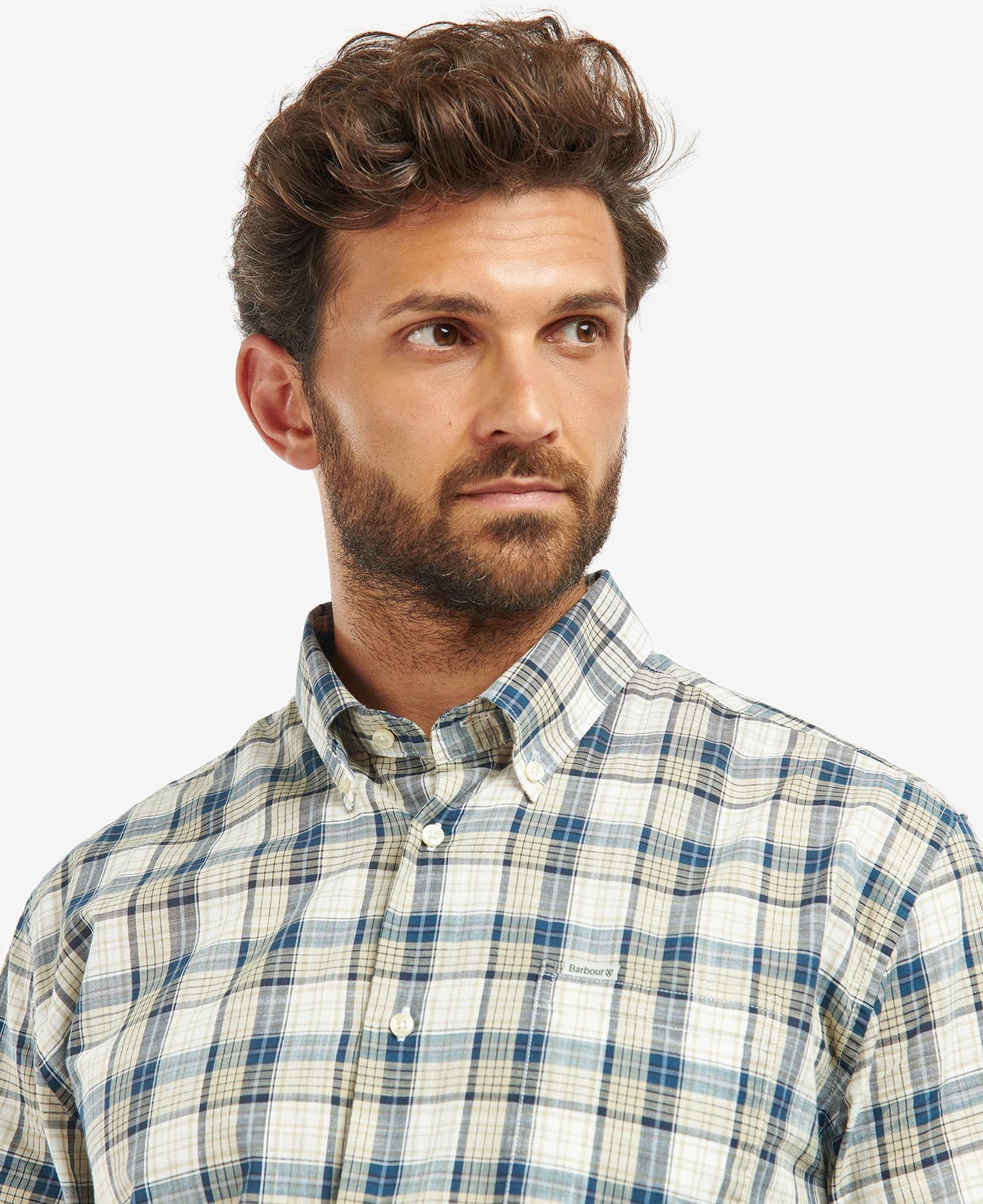 Men's Sadle Checked Shirt - Stone