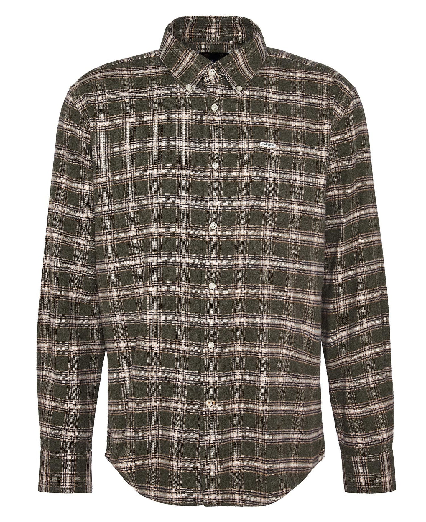 Bowburn Regular Checked Shirt - Olive Marl