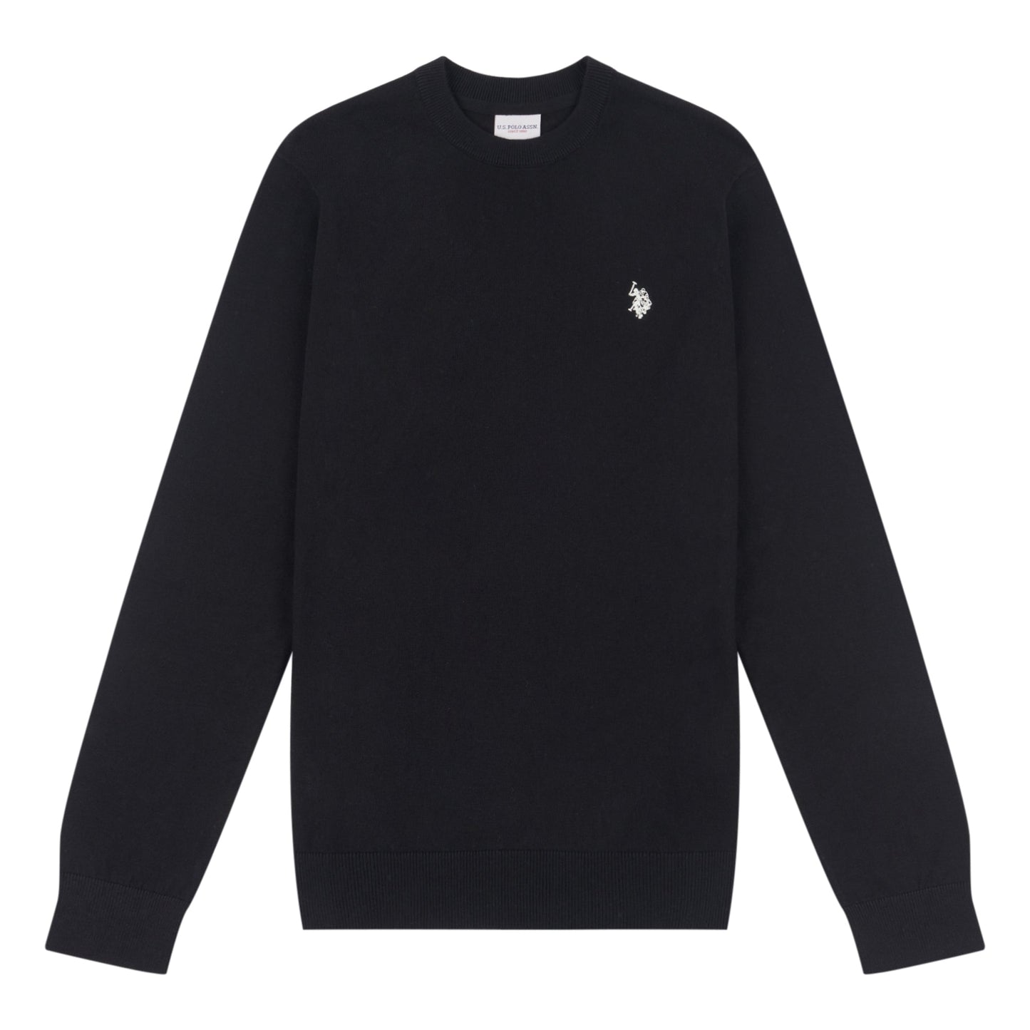 Mens Cotton Crew Neck Jumper in Black Bright White DHM