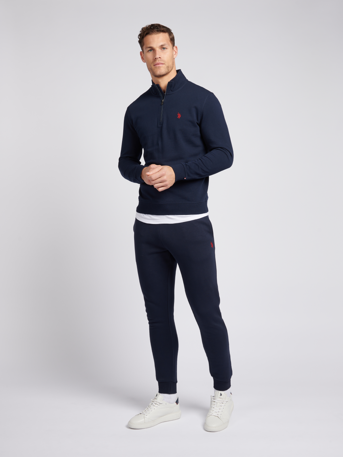 Mens Classic Fit 1/4 Zip Sweatshirt in Dark Sapphire Navy