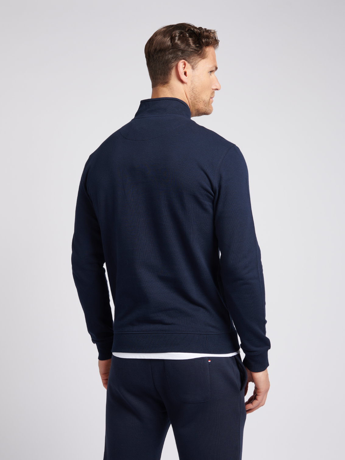 Mens Classic Fit 1/4 Zip Sweatshirt in Dark Sapphire Navy