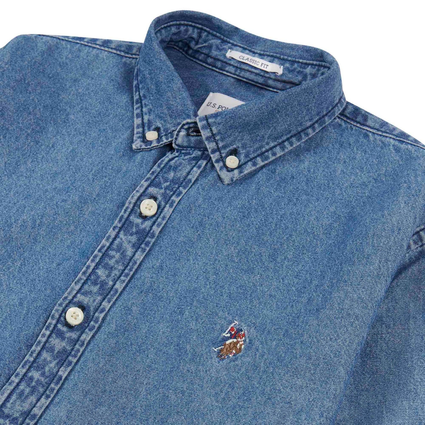 Mens Chambray Shirt in Medium Wash