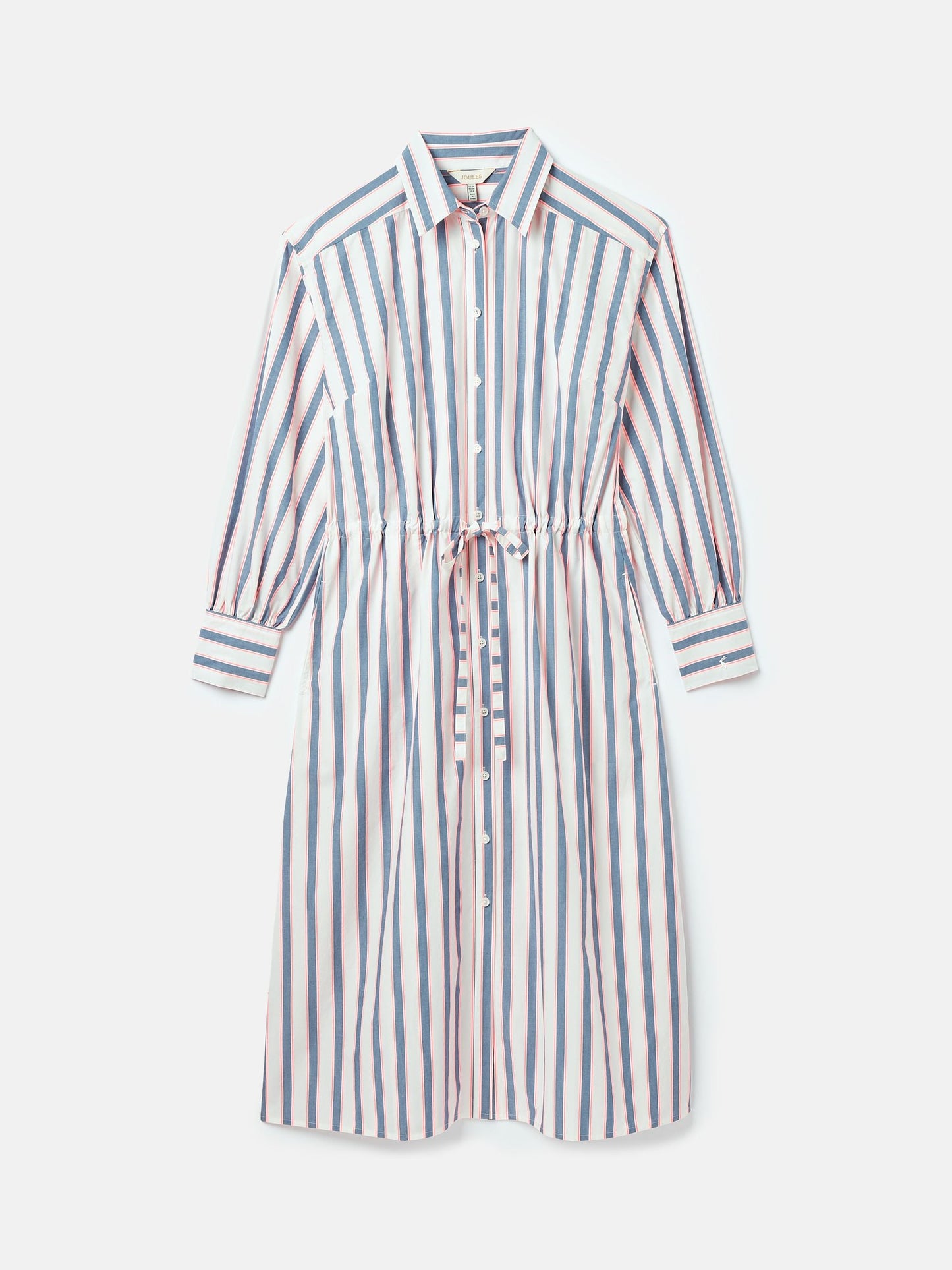 Francesca Blue Printed Tie Waist Shirt Dress