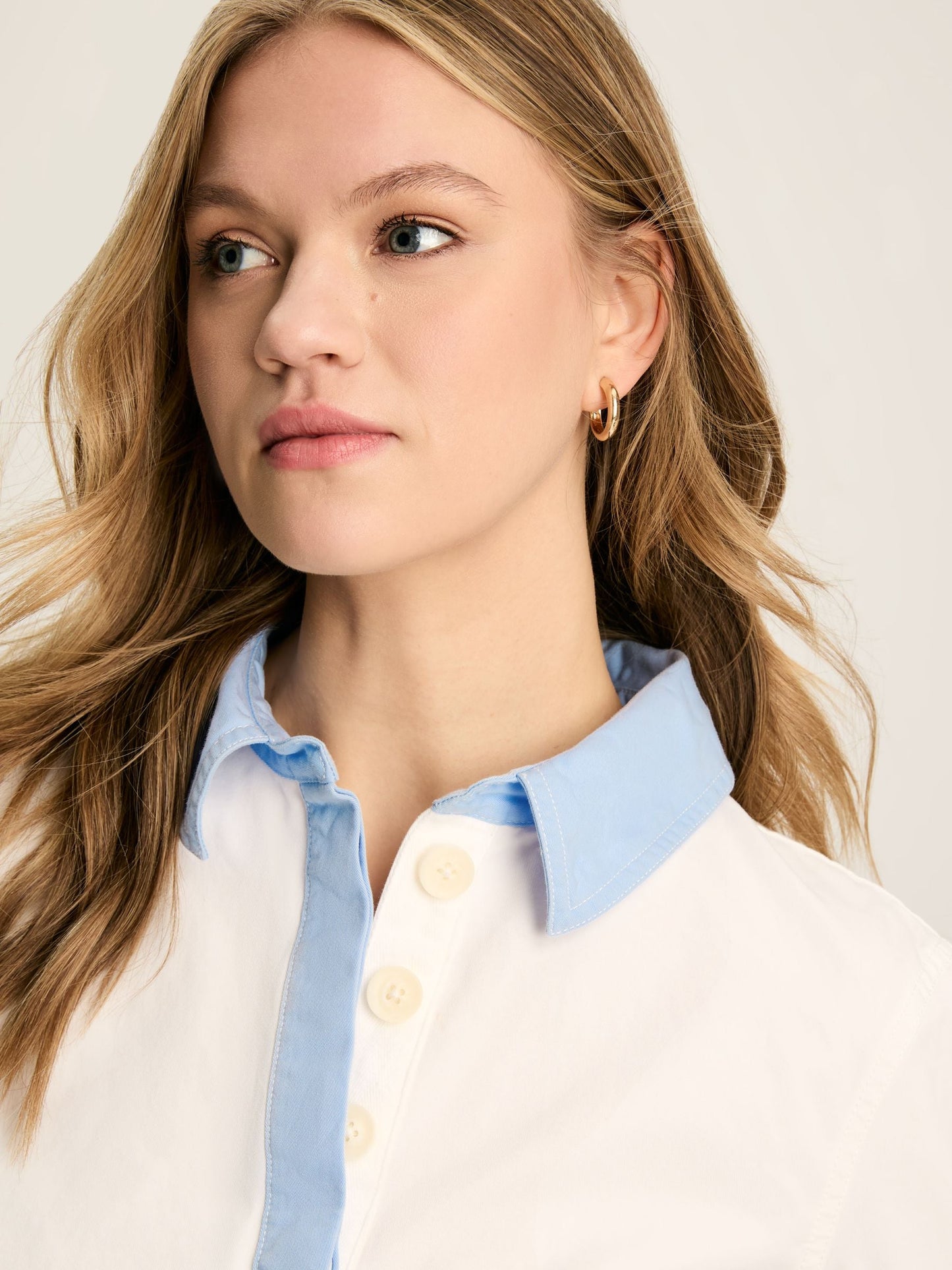 Brinley Chalk White Cotton Deck Shirt