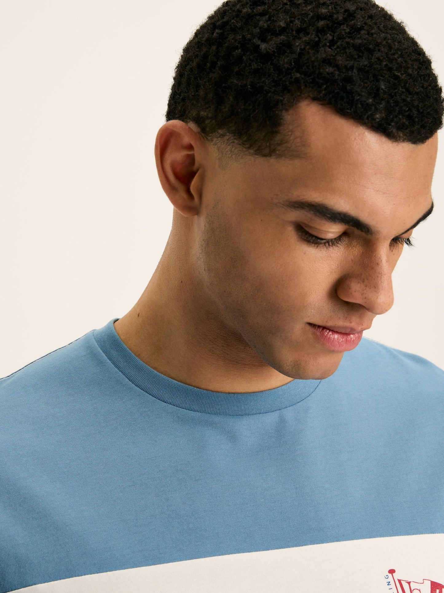 Denton Blue Colourblock Jersey Crew Neck T-Shirt