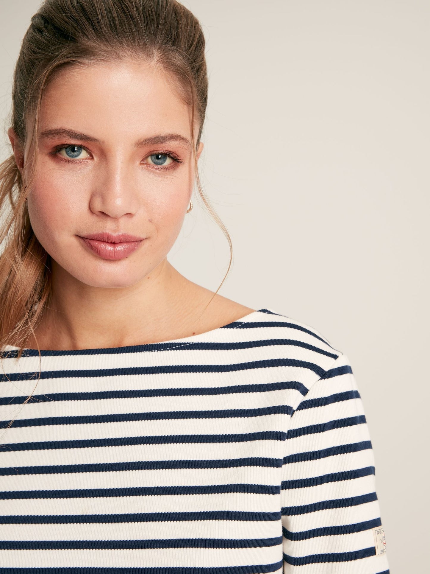 New Harbour Cream/Navy Striped Boat Neck Breton Top