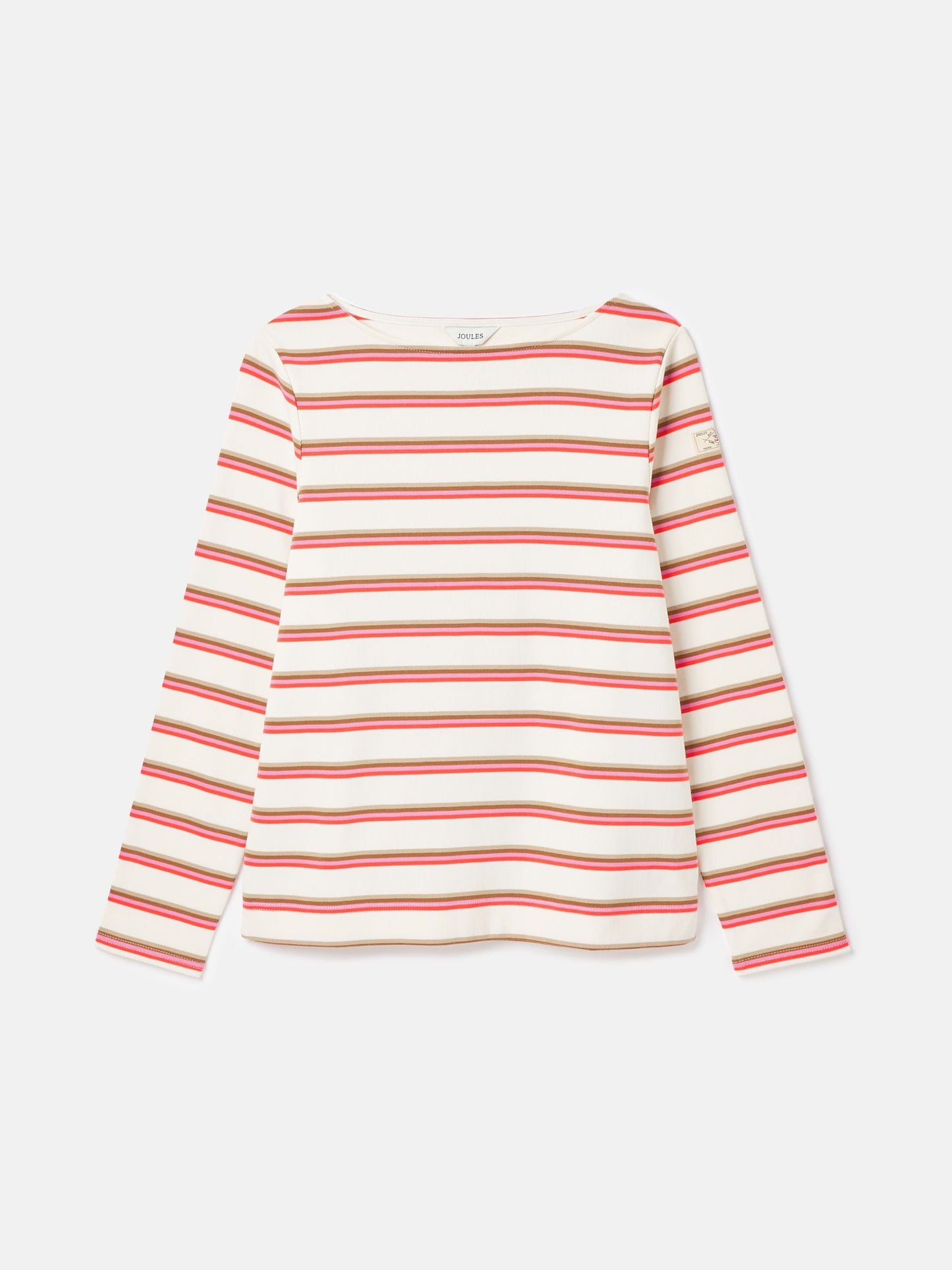 New Harbour Pink/Tan Stripe Boat Neck Breton Top