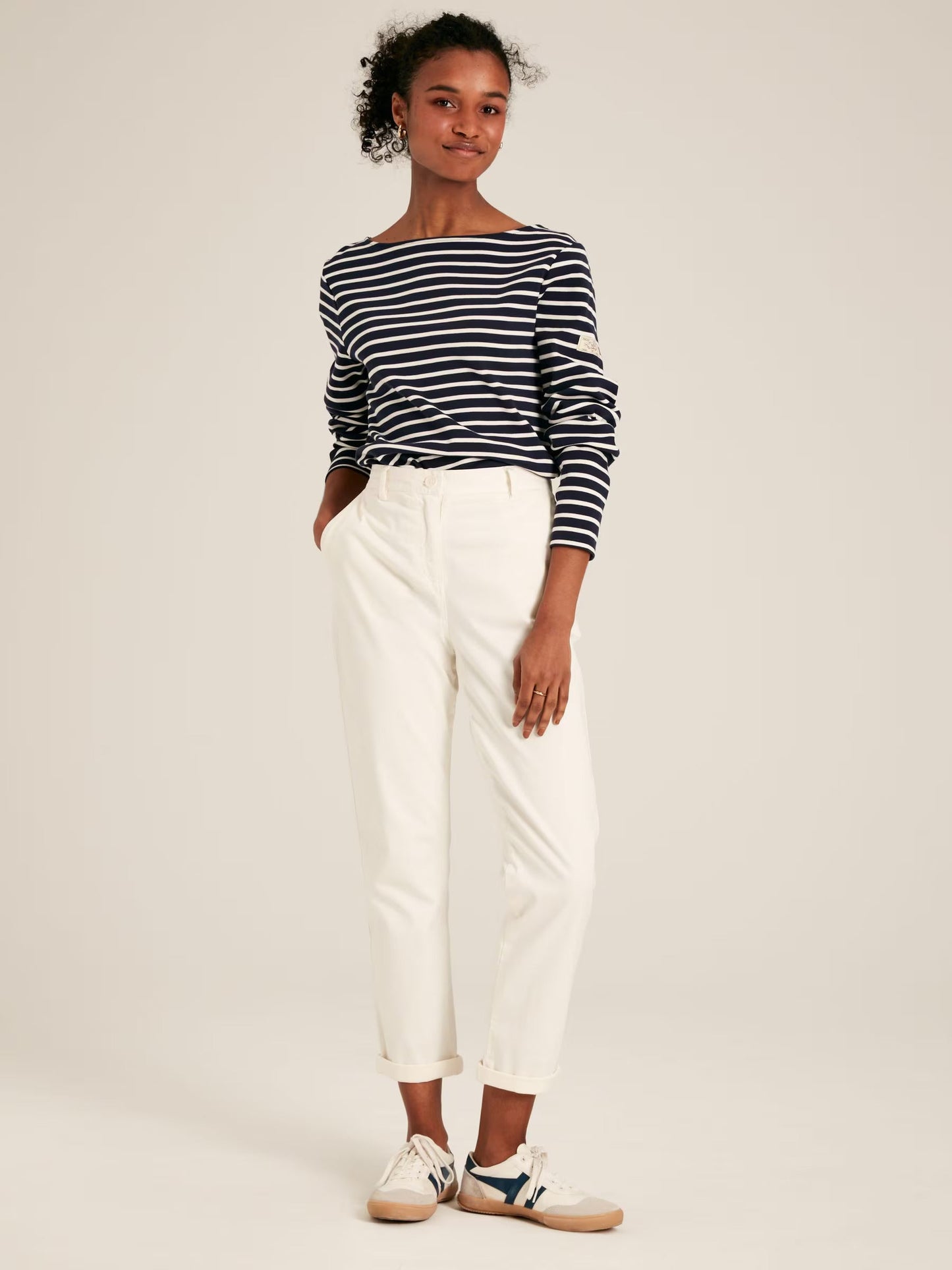 New Harbour Navy & White Striped Boat Neck Breton Top