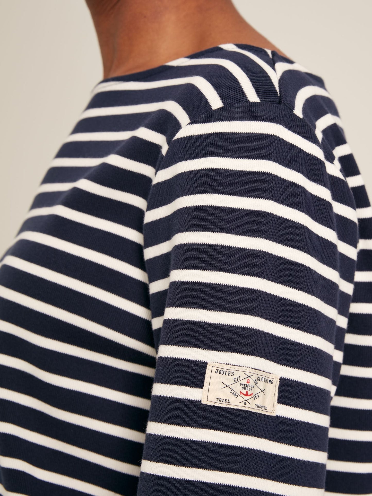 New Harbour Navy & White Striped Boat Neck Breton Top