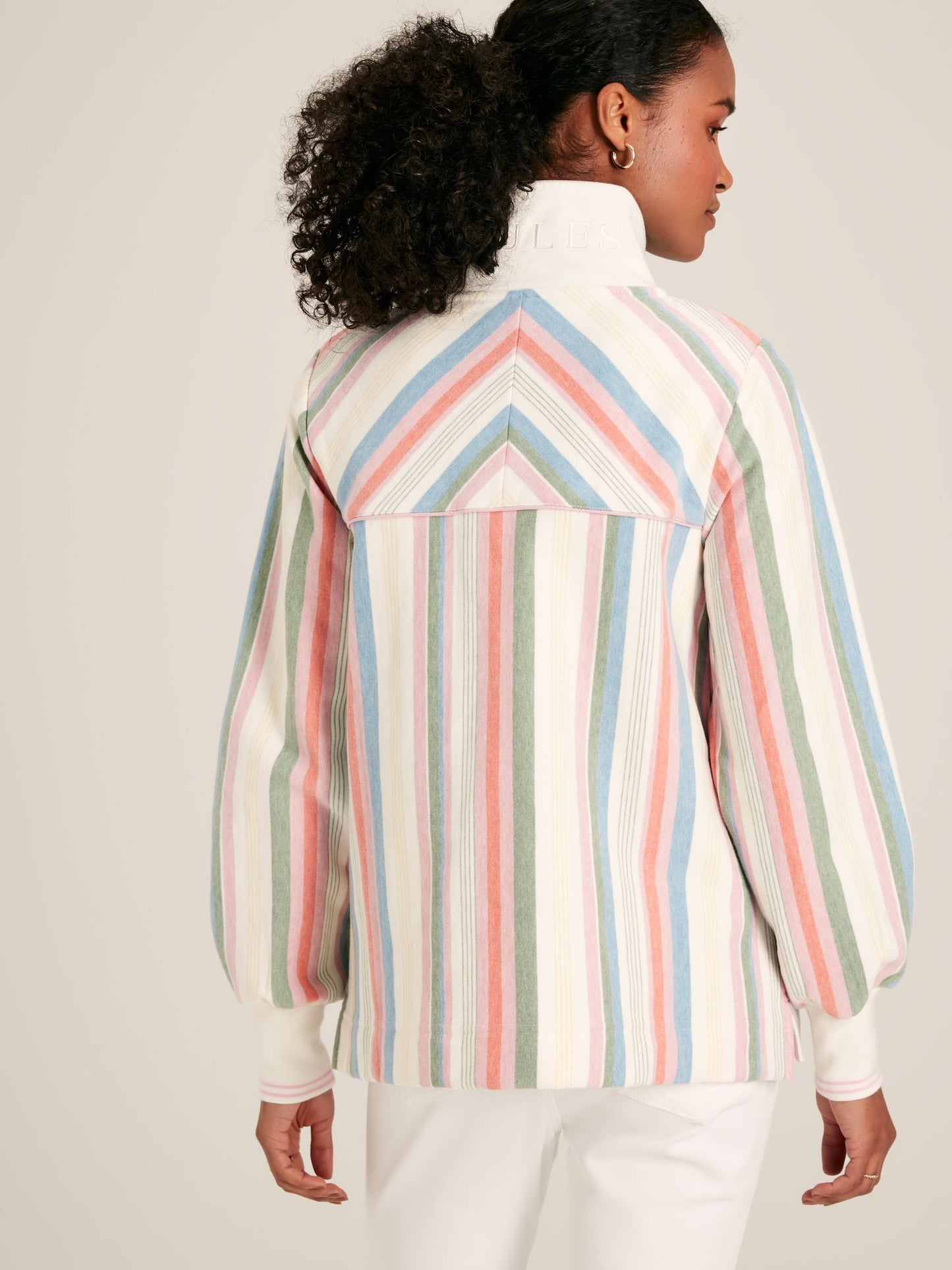 Burnham Multi Stripe Quarter Zip Funnel Neck Sweatshirt