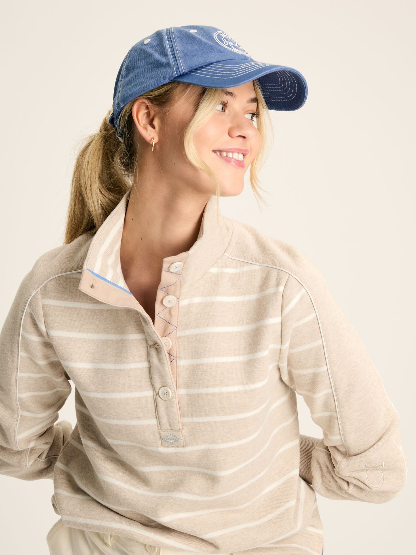 Southwold Oatmarl Button Down Striped Sweatshirt