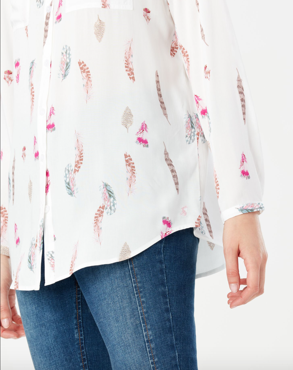 Women's Elvina Button Through Blouse - Cream Feather