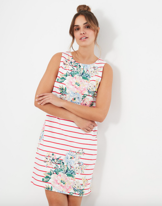 Riva Sleeveless Jersey Dress in Red Floral