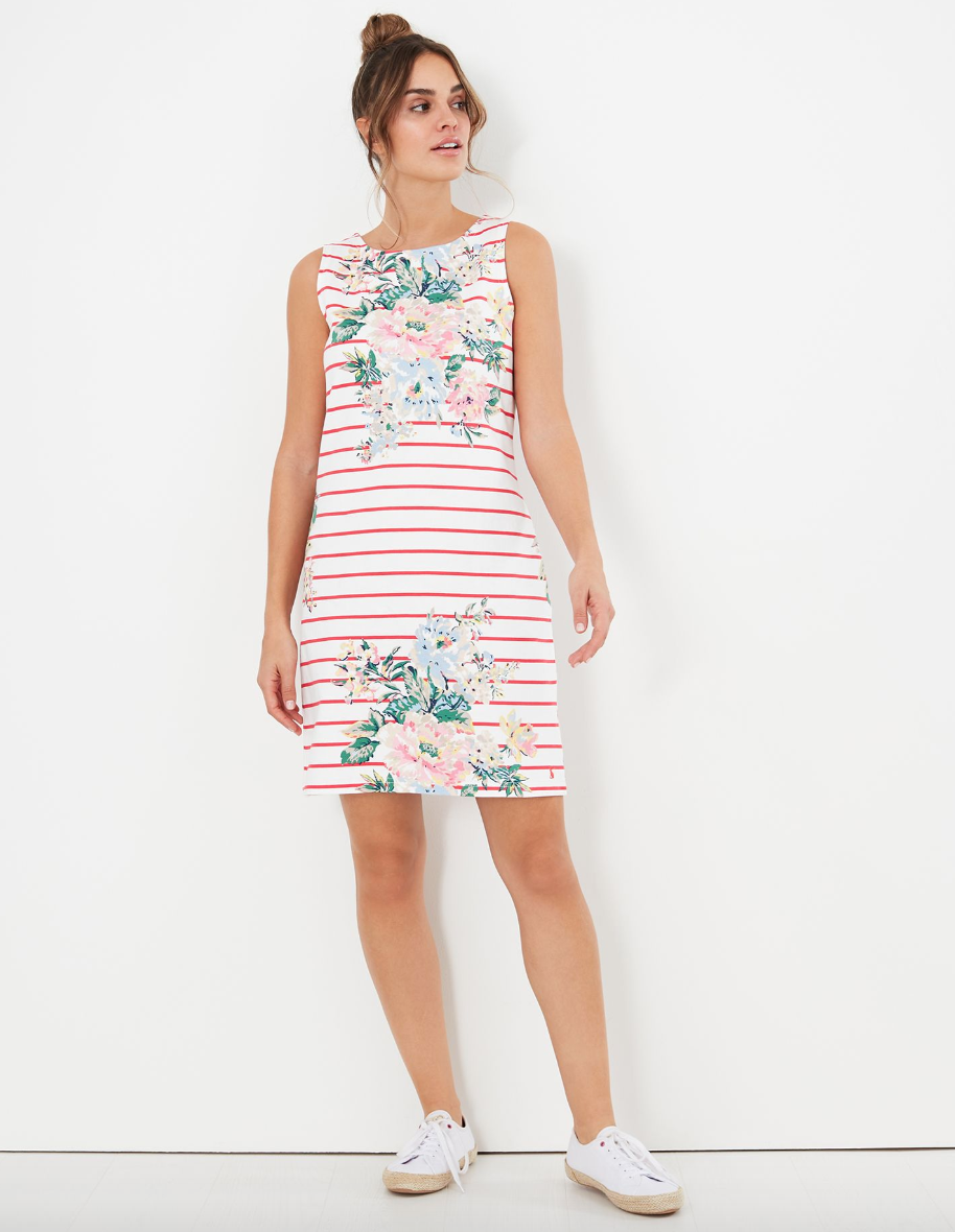 Riva Sleeveless Jersey Dress in Red Floral