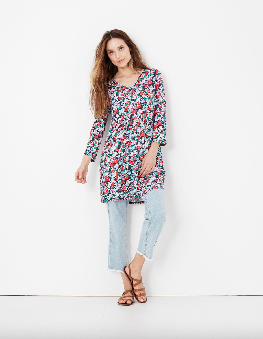 Joules - Women's Erin Floral V Neck Jersey Tunic