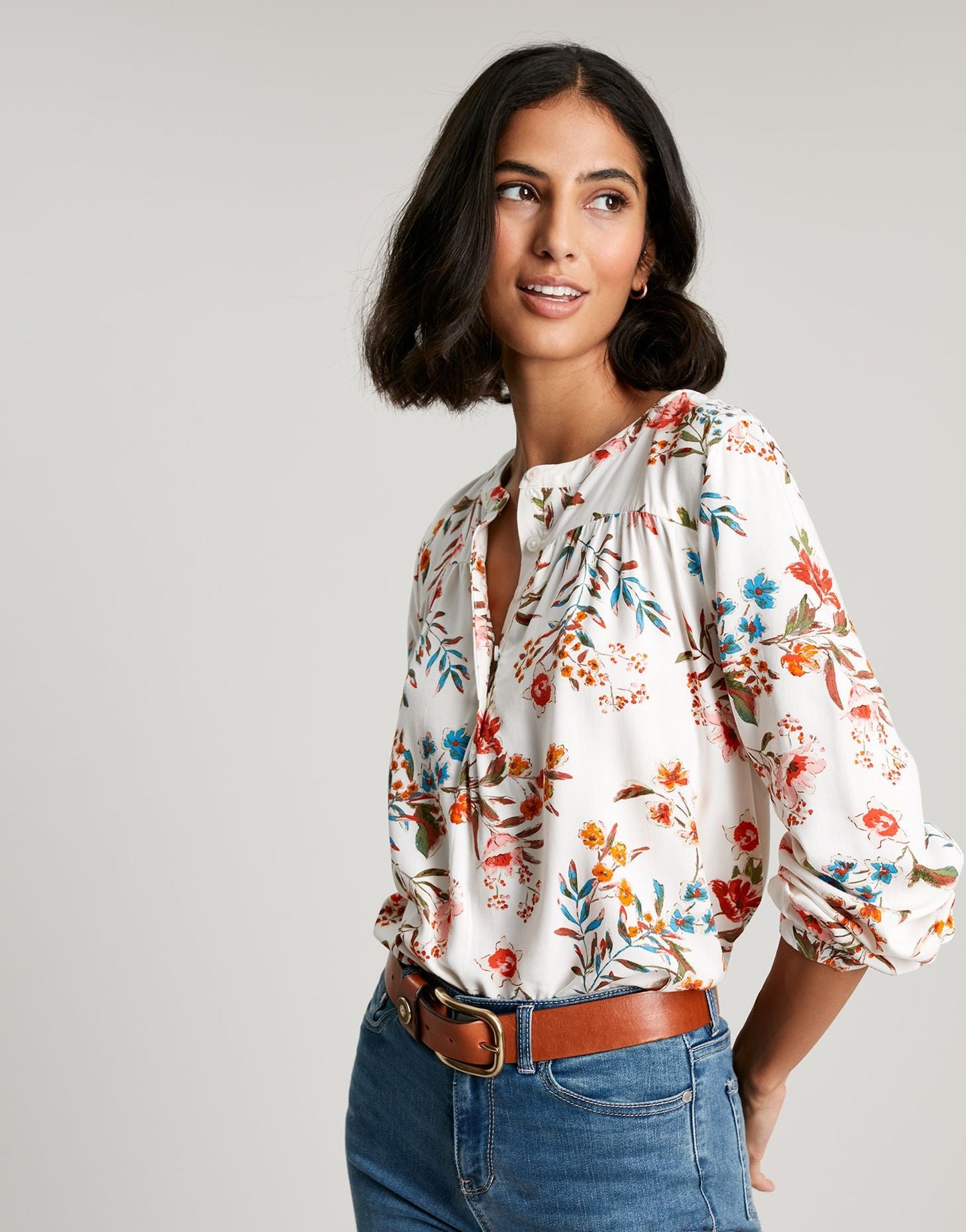 Women's Georgia Pop Over Top - Cream Floral