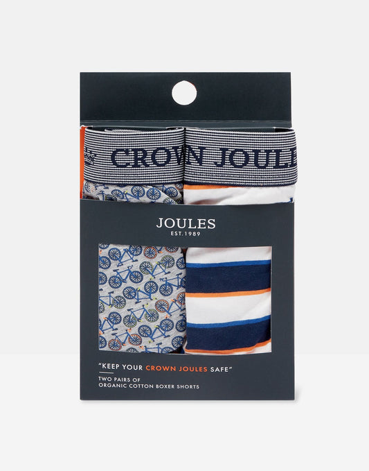 Crown Joules Cotton Boxers 2 Pack - Grey Bike