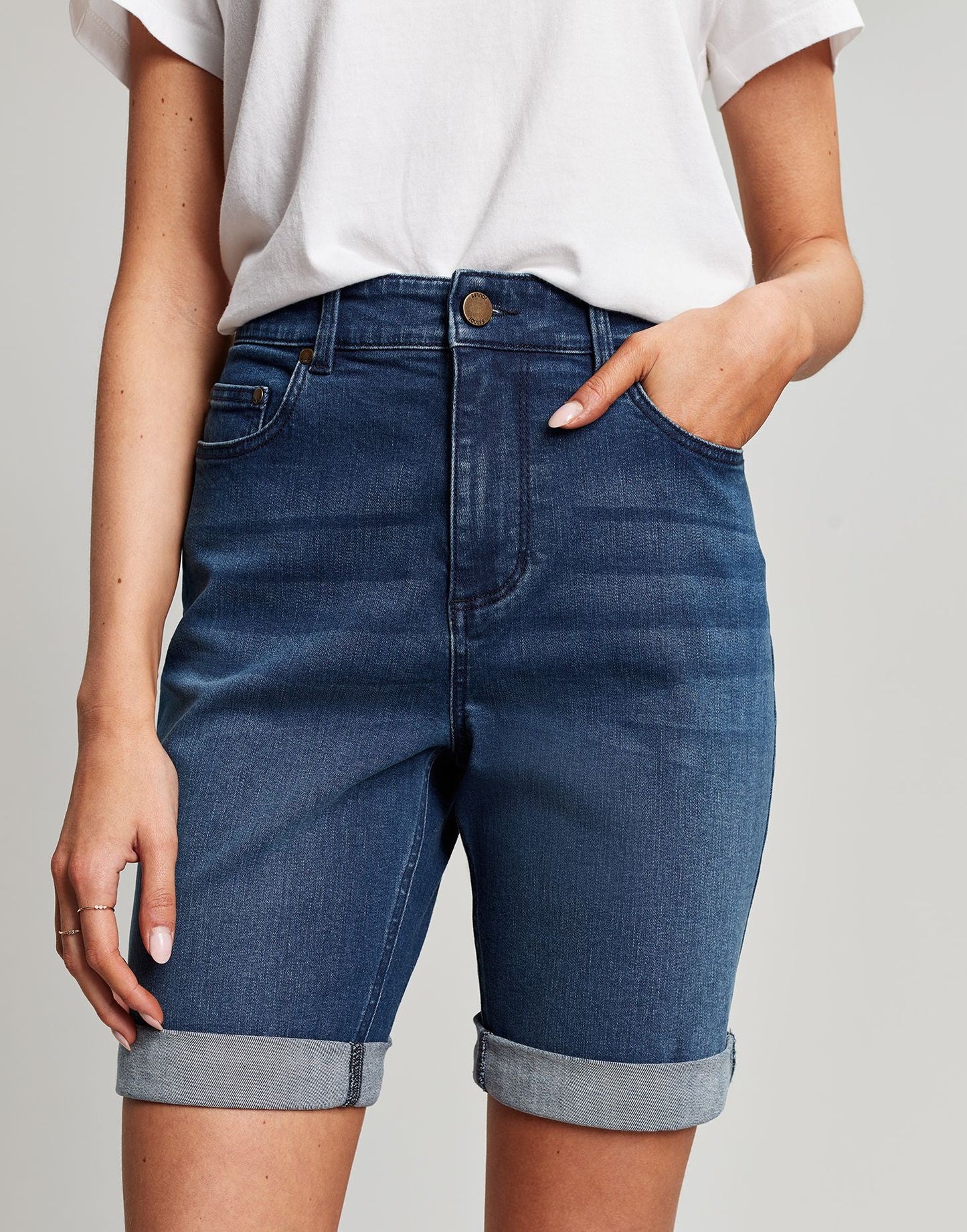 Shirley Long Denim Shorts - Mid Indigo