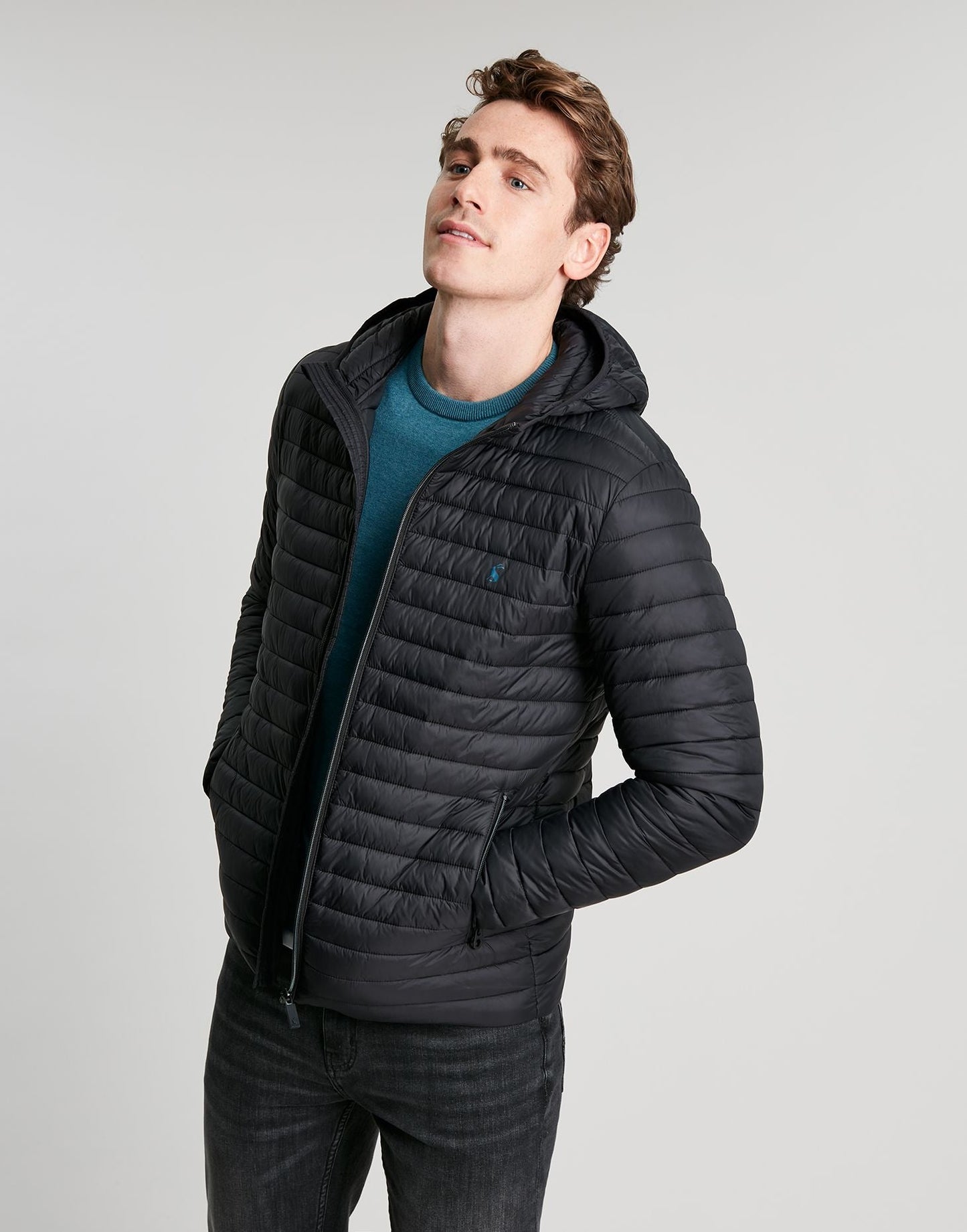 Men's Snug Hooded Padded Jacket - Black