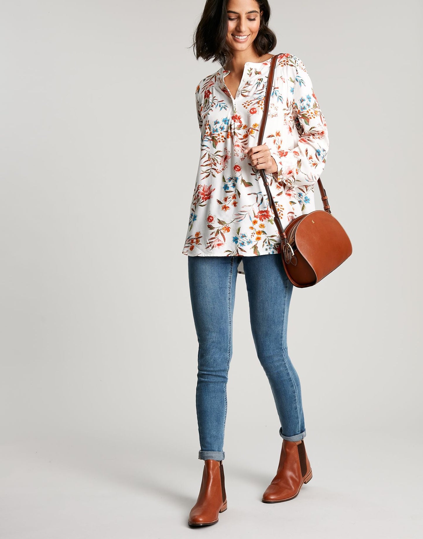 Women's Georgia Pop Over Top - Cream Floral