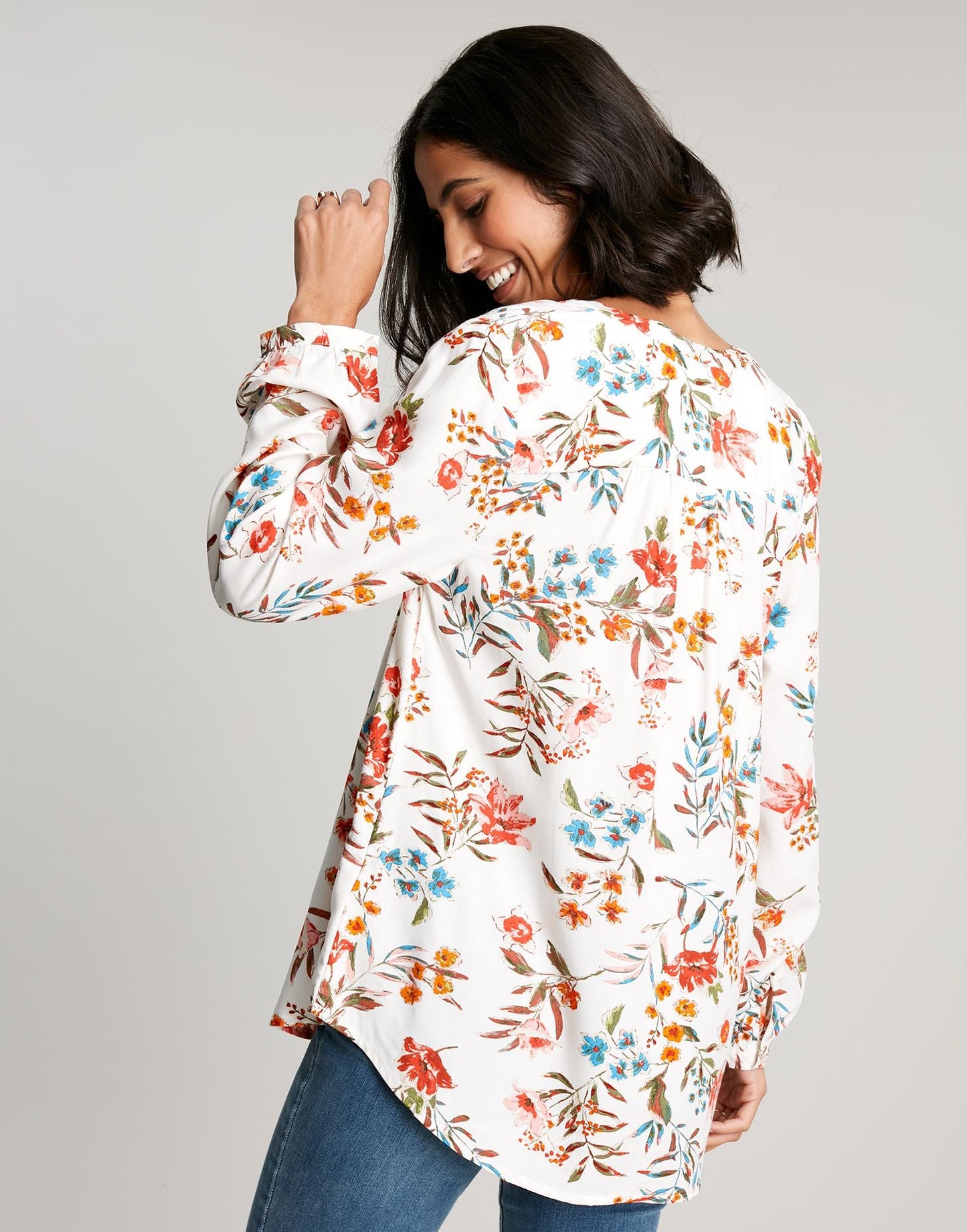 Women's Georgia Pop Over Top - Cream Floral