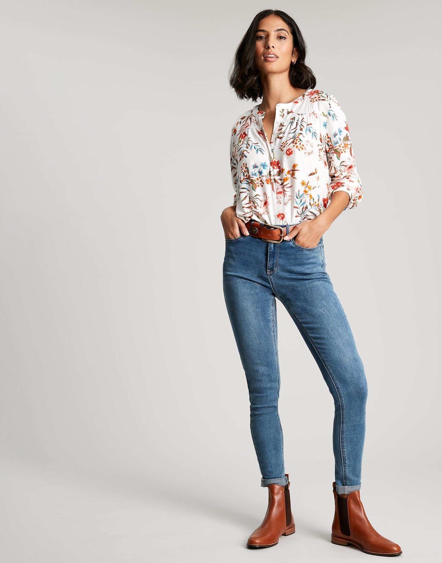 Women's Georgia Pop Over Top - Cream Floral