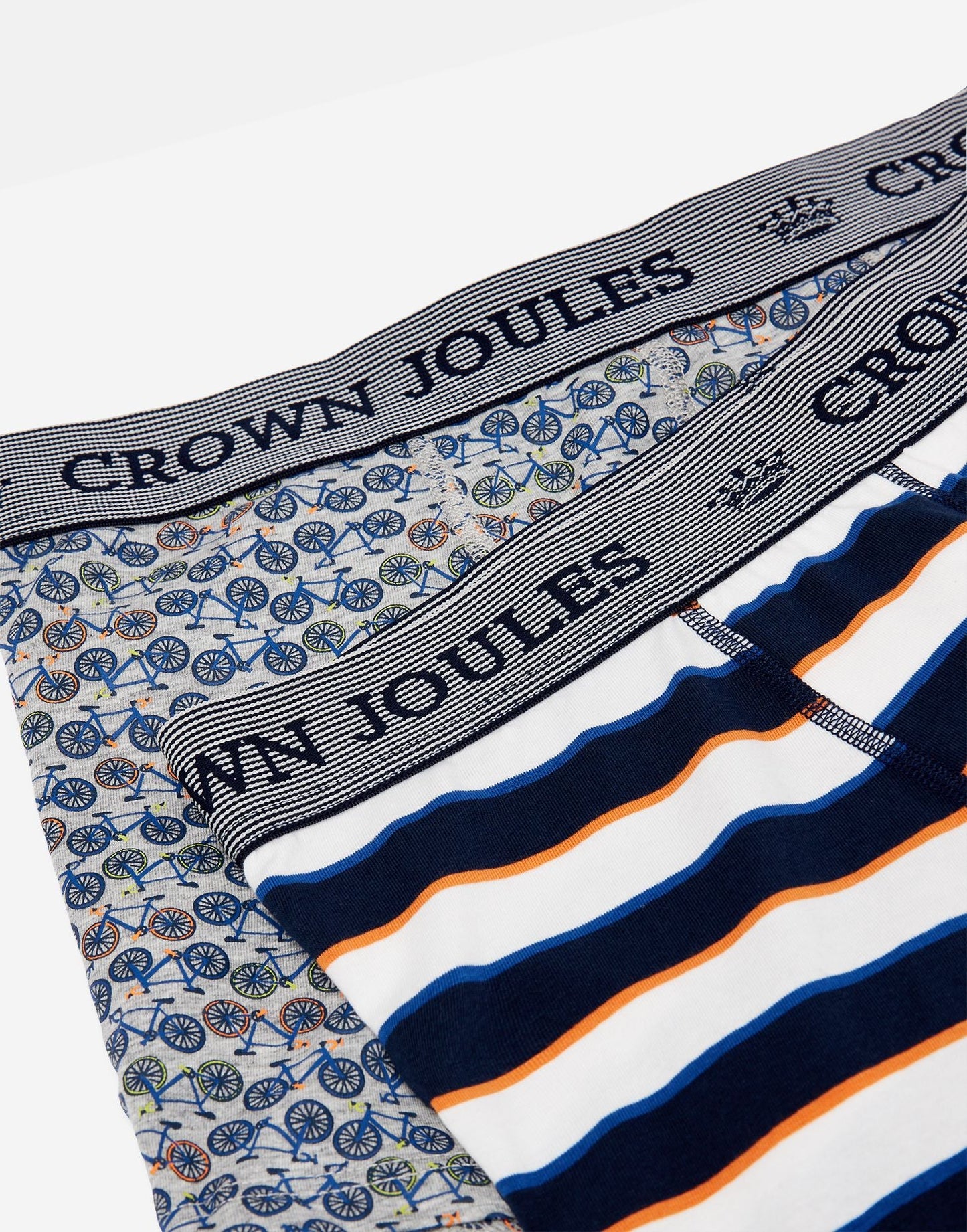 Crown Joules Cotton Boxers 2 Pack - Grey Bike